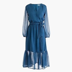 j. crew point sur faux-wrap chiffon dress size 8